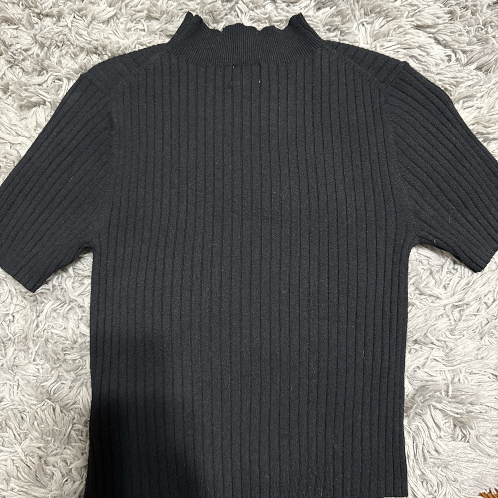 Black Ribbed Knit Top
